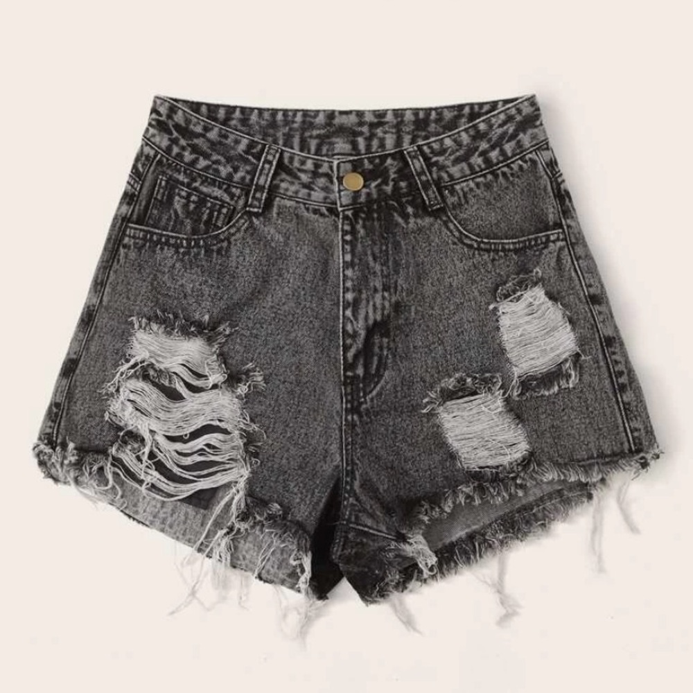 Black Washed Jean Shorts